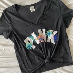 PINK Embroidered T Shirt